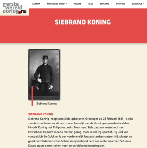 Siebrand Koning, Eerste Wereldoorlog