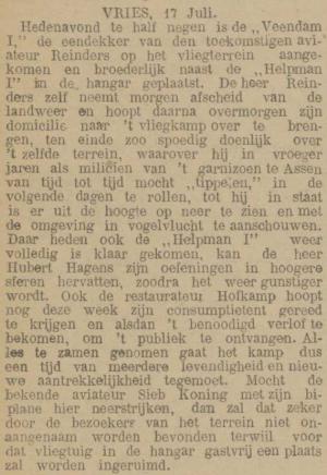 Provinciale Drentsche en Asser courant, 18 juli 1911