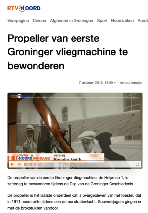 Propeller van eerste Groninger vliegmachine te bewonderen